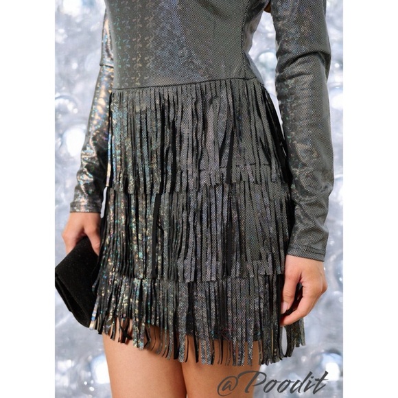 PEACH LOVE CALIFORNIA metallic silver dress sz S M L - Picture 6 of 12